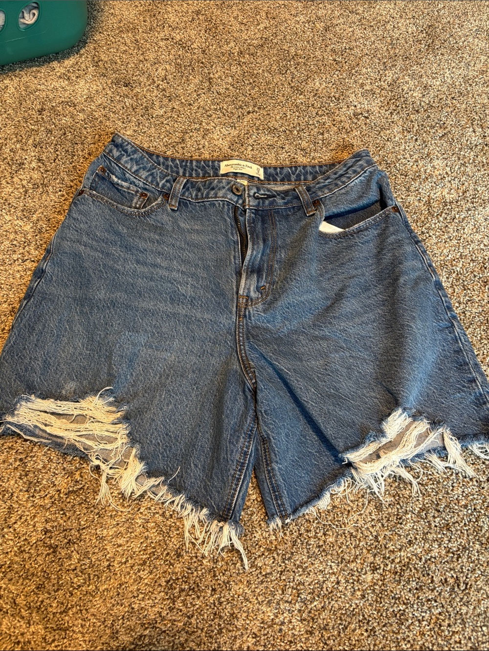 Abercrombie & Fitch High-Rise Distressed Denim Shorts